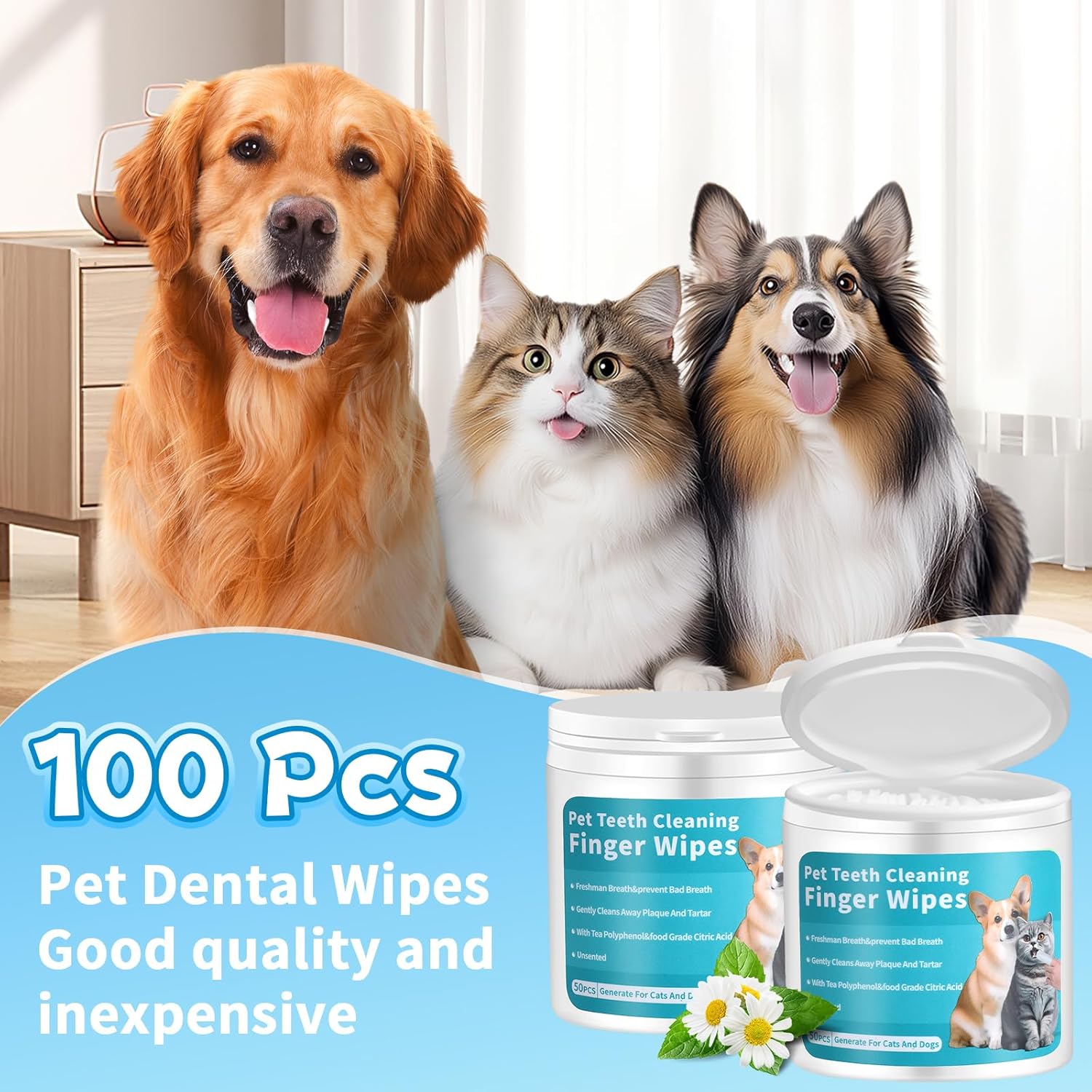 Pet Dental Finger Wipes